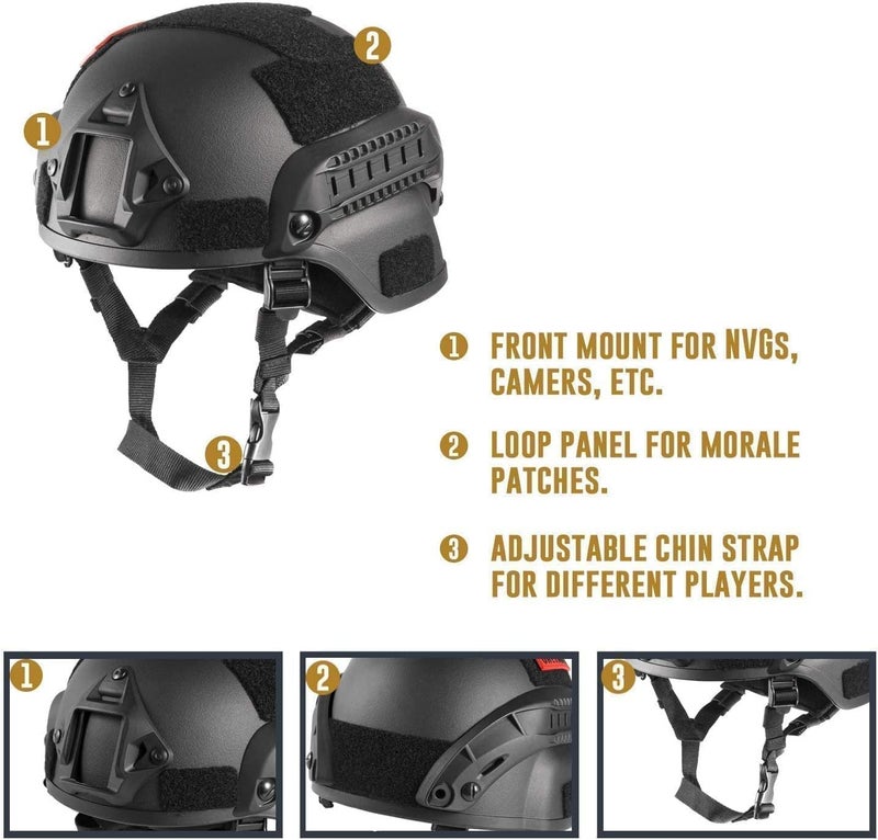 YBJMSFA MICH Airsoft Helmet andMaskwith Detachable Anti-Fog Goggles Protective Full Face Tactical Mask,AdjustableTactical Vest Outdoor Ultra-Light Breathable Training Airsoft Vest Kit - Image 2